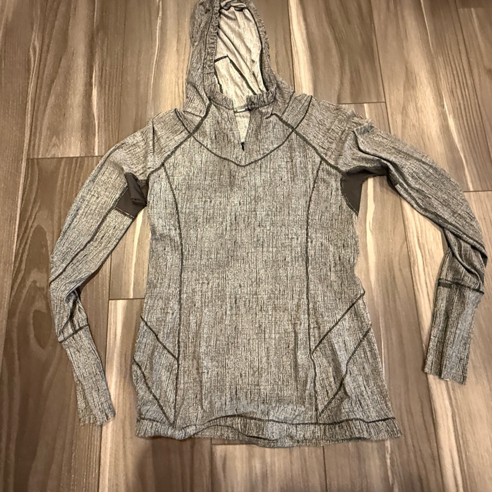 Gray Textured Hooded Top